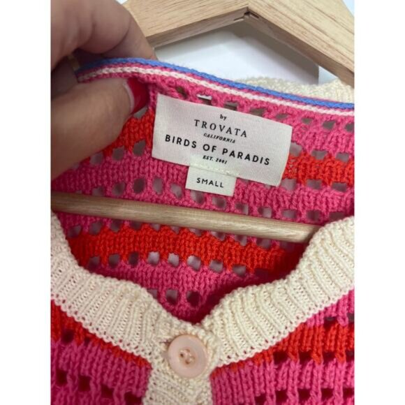Pink and Red Striped Women's Sweater - Picture 5 of 10
